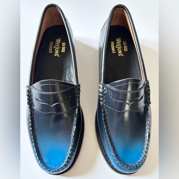 Bass Weejuns Blue Whitney Ombré Leather Slip On Penny Loafers - Picture 3 of 11
